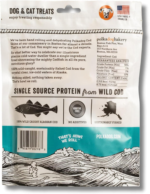 Polkadog Crunchy Alaskan Cod Chip Dog Treats – 100% Wild-Caught Fish Treat for Dogs, Cats – All-Natural, Grain-Free, Gluten-Free Pet Chips – Single Ingredient Snacks – 3.5 oz.