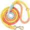Dog Leash 5 FT, Handmade Braided Cotton Rope for Small, Medium, Large Dogs, Colorful Rainbow with Heavy Duty Clasp