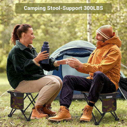12.5in Portable Camping Stool with Side Pocket Camping Seat Foldable Comfortable Widening Heightening for Travel