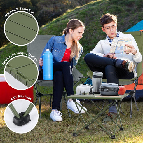 Small Folding Camping Table with Carry Bag, Portable Ultralight Compact Aluminum Beach Table, Foldable Mini Collapsible