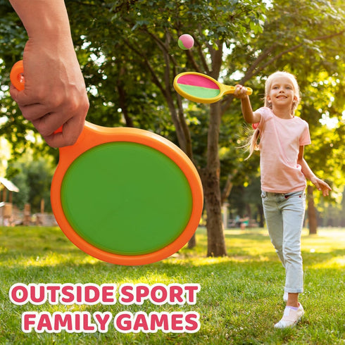 Toss and Catch Game Ball Set - 2024 Upgrade Handheld Sticky & Suction Rackets with 2 Balls, Summer Yard Beach Toys for