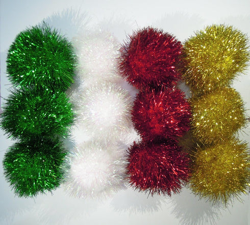 Bushy Sparkle Ball Cat Toy, 24 Pack Interactive Glitter Pom Pom Balls for Kittens