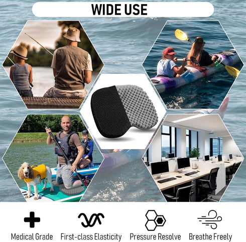 Kayak Seat Cushion, Thicken Anti Slip Waterproof Gel Pad, Portable Canoe Rowing Rubber Dinghy for Kayak Accessories