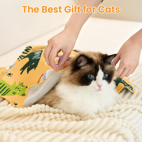 27.6'' Cat Grooming Wrap for Cutting Nails Self-Adhesive Soft Polyester Fabric Swaddle Wrap for Cats Anti-Scratch