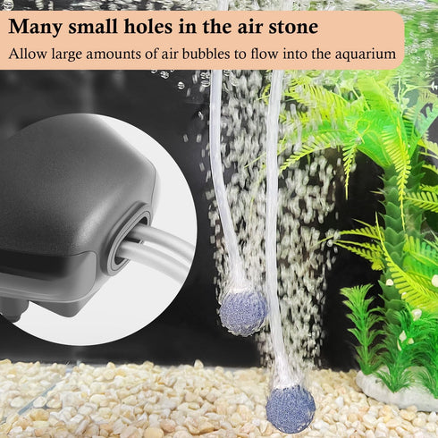 HITOP Aquarium Air Pump Accessories Kit - Standard 3/16" Air Tubing, Check Valves, Air Stones, Suction Cups