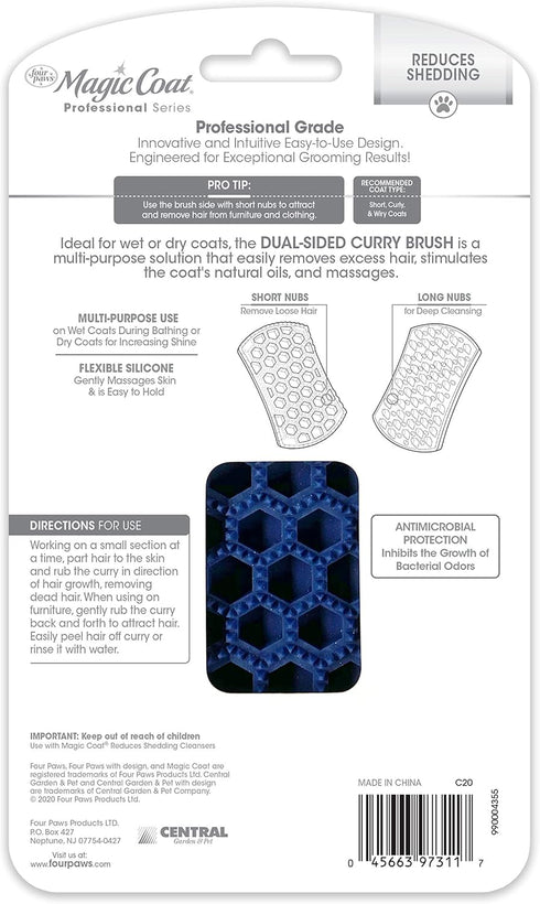 Four Paws Magic Coat Professional Series Grooming Brush, Dual-Sided Silicone Deshedding for Dogs, 1 Count, Wet/Dry