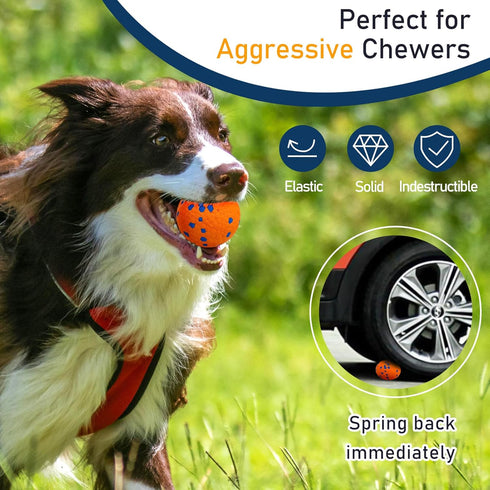 CHEODIN 6 Pcs Dog Balls Tennis Ball for Aggressive Chewers Indestructible Dog Teething Chew Toys for Large Medium Small