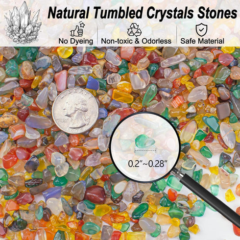 EZEELAI 0.5 Lb/230g Colorful Agate Aquarium Fish Tank Gravel Rocks, Crushed Stone Crystal Chips Bulk Natural Gemstones