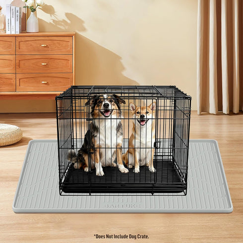 54" 27.5" Silicone Dog Crate Mat, x Crate Liner for Dog Cages, Kennel Mat with Raised Edge, Washable, Waterproof