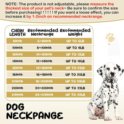 LEIFIDE Dog Chain Collar - Diamond Link Dog Necklace, 12 mm Wide, Metal Cat Chain for Small to Large Dogs, Gold