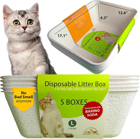 Disposable Litter Boxes for Cats, Maximum Odor Control, Large Size (5 pieces)