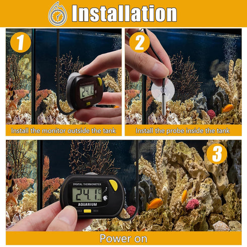 Fish Tank Digital Thermometer with MAX/MIN LCD Display for Water Temperature Measurement (1, Orange, M)