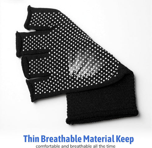 Xthrotsenk 2 Pairs Fingerless Work Gloves Workout Gloves for Men Black Half Gym Glove Thin Non Slip Exercise Anti-Slip