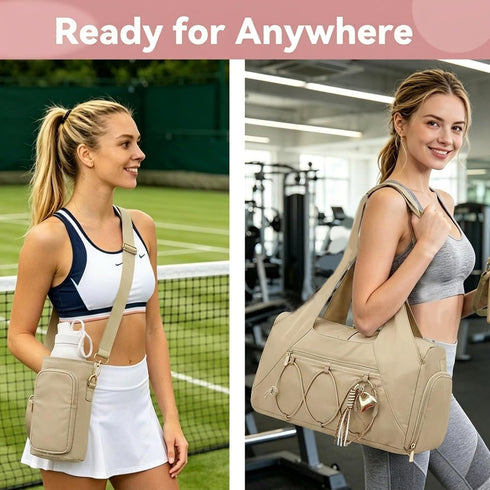 ATTUY Gym Bag for Women, Yoga Mat Bag with Shoe Compartment and Wet Pocket, Sport Yoga Gym Bag with Yoga Strap