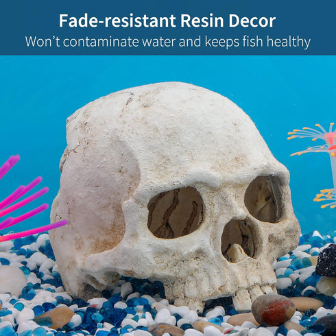 Uniclife Aquarium Skull Reptile House Decor, Resin Head Skeleton Ornament for Tank Landscape