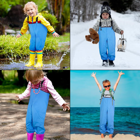 Luwint Kids Waterproof Rain Pants Lightweight Waders Outdoor Rain Bib Dirty Proof Trousers Snow Pants Boy Girl Fishing