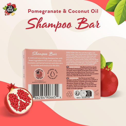 Pet Head Pomegranate Shampoo Bar for Dogs, 3in1 Cleanses, Hydrates & Nourishes All Dog Coats (3oz)