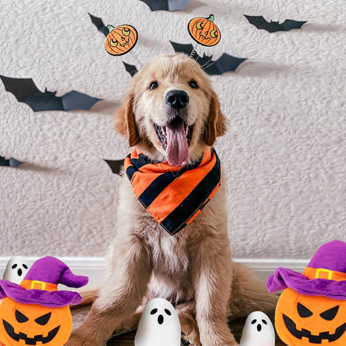 Halloween Dog Toy - Pumpkin & Ghosts Plush Squeaky Toys, Halloween Gifts for Small Medium Large Dogs