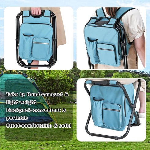 Backpack 300 LBS Kikerike Stool Cooler Chair Heavy Duty Max Load Portable Lightweight Folding Fishing Cooler