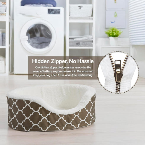 Orthopedic Egg-Crate Nesting Pet Bed w/ Teflon Fabric Protector, Small Brown - MidWest Homes for Pets