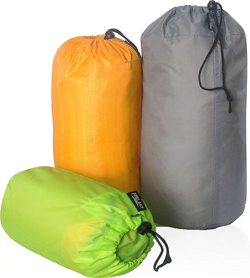 Frelaxy Stuff Sack Set 3-Pack (3L, 5L, 9L), Ultralight Ditty Bags with Dust Flap for Traveling, Hiking, Backpacking