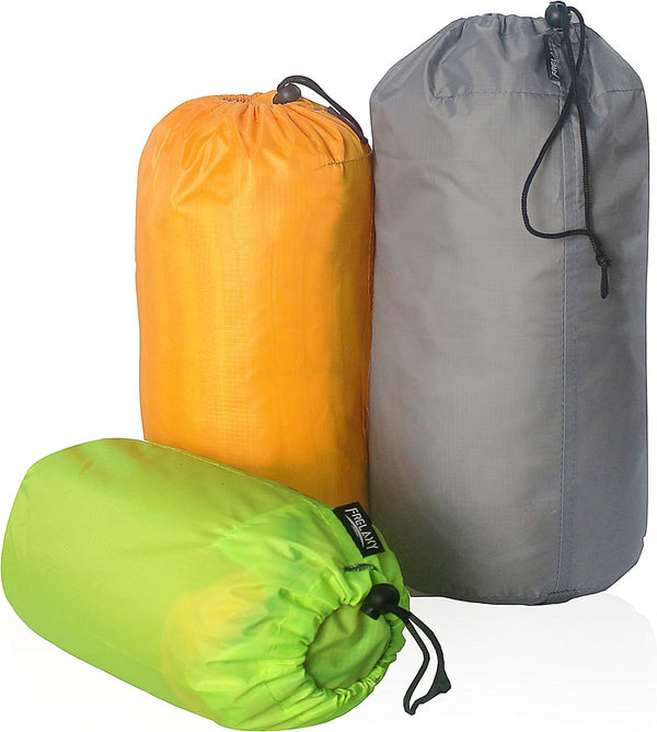 Frelaxy Stuff Sack Set 3-Pack (3L, 5L, 9L), Ultralight Ditty Bags with Dust Flap for Traveling, Hiking, Backpacking
