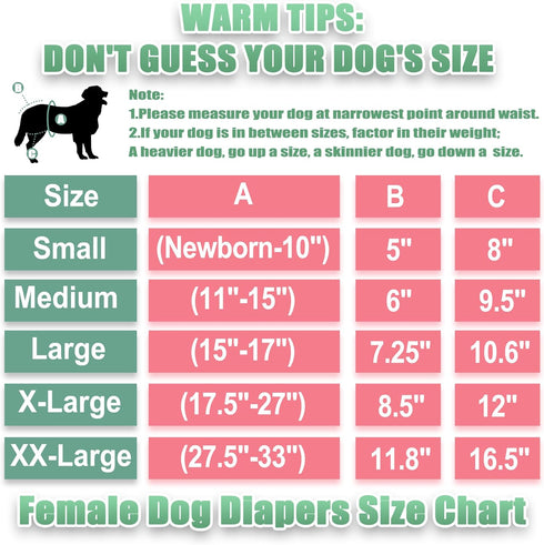 wegreeco Female Dog Diapers, Washable Reusable Pet Puppy Doggie Diapers for Small Medium Large Female Dogs in Heat