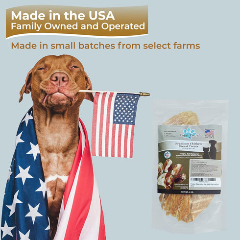 Chicken Jerky Dog Treats Made in USA - Natural, Healthy, Premium, 100% Chicken, Grain Free - 4oz