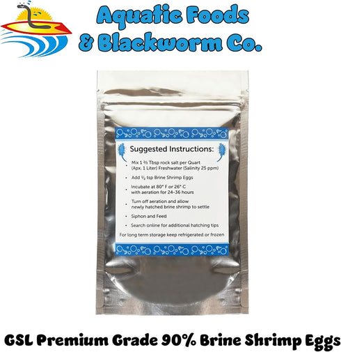 Aquatic Foods Inc. 90% 3.53oz 100 Brine Shrimp Artemia Eggs, Premium Grade Hatch Rate from The Great Salt Lake, Utah