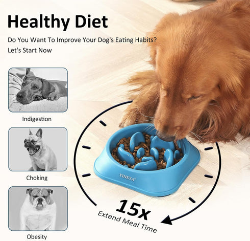 2Pcs Slow Feeder Dog Bowls for Large Breeds, Puzzle Dog Food Bowls to Slow Down Eating