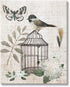 Stupell Industries Botanical Bird Cage Vintage Words Butterfly Motif Canvas Wall Art by Nan