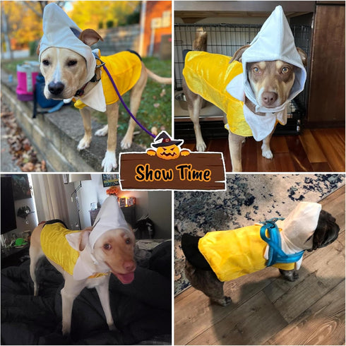 Banana Dog Costume - Cute Cosplay Jumpsuit for Puppies to Large Dogs, Halloween Costume Accessory