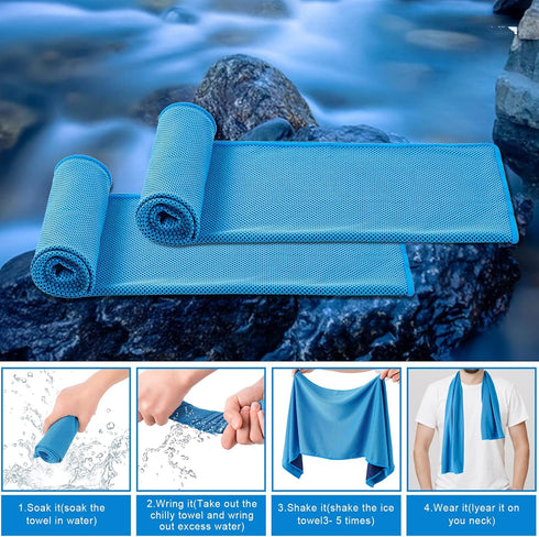 CADONO 4 Pack (40"x12"), Cooling Towel Soft Breathable Chilly Towel, Ice Towel, Microfiber Towel for Yoga, Sport