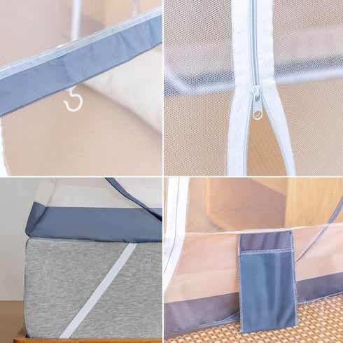 Pop Up Mosquito Net Tent for Beds, Portable Foldable Mosquito Netting with Net Bottom for Kids Indoor Outdoor