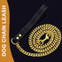 Gold Dog Chain Leash; 3FT 18K Gold Stainless Steel 10mm Cuban Link with Comfortable Leather Handle for Dogs (G)