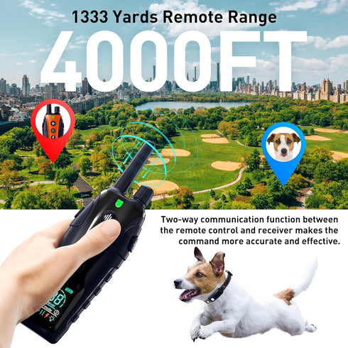 Dog Shock Collar with Remote, 4000FT Waterproof e Collar, Adjustable Pitch Beep Vibration Safe Shock, Keypad Lock