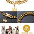 Gold Chain Dog Collar 19mm, 18K Cuban Link with Secure Snap Buckle for Small Medium Pitbull (26")