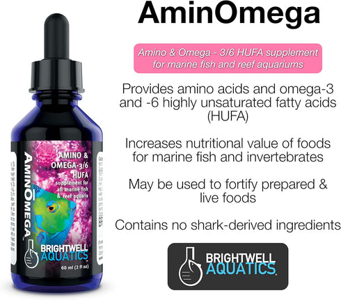 Brightwell Aquatics AminOmega - Amino & Omega - 3/6 HUFA Supplement for Marine Fish & Reef Aquariums