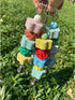2 Pack Trimmer Chinchilla Parakeets Parrot Chewing Toy, Bird Beak Grinding Stone Lava Calcium Blocks, Hanging Bird Cage