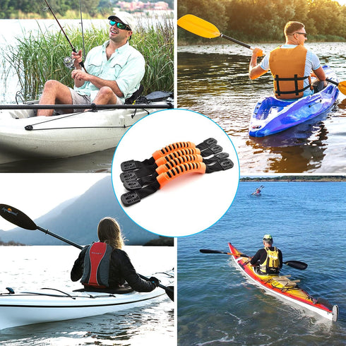 Kayak Carry Handle Rigging Kit - 15 FT 6mm Elastic Bungee Cord Replacement Parts for Canoes, Kayaks, and Boat Suitcase