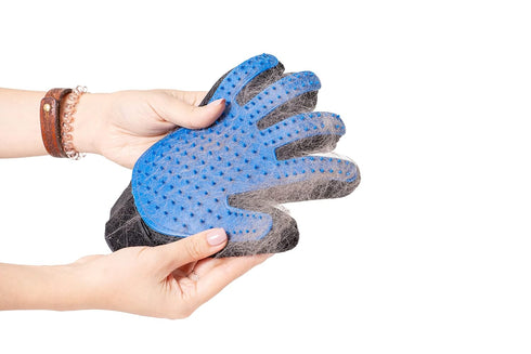 PAIR of Low-Cost Pet Grooming Gloves, Ideal for Grooming, Deshedding, Bathing & Massaging Dogs & Cats, Blue
