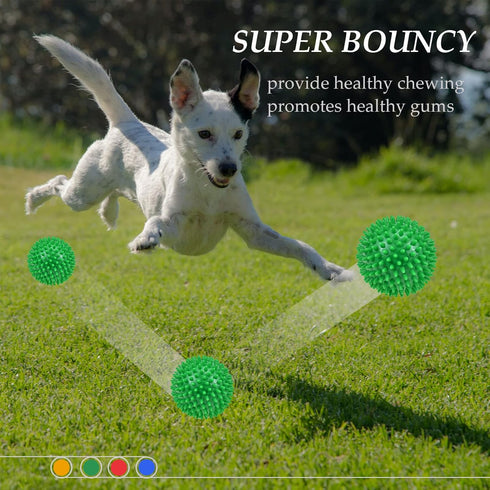 Dog Balls 4.5” Squeaky Toys, Spikey Dog Ball for Aggressive Chewers, Heavy Duty Teething Balls for Large Medium Dogs (4