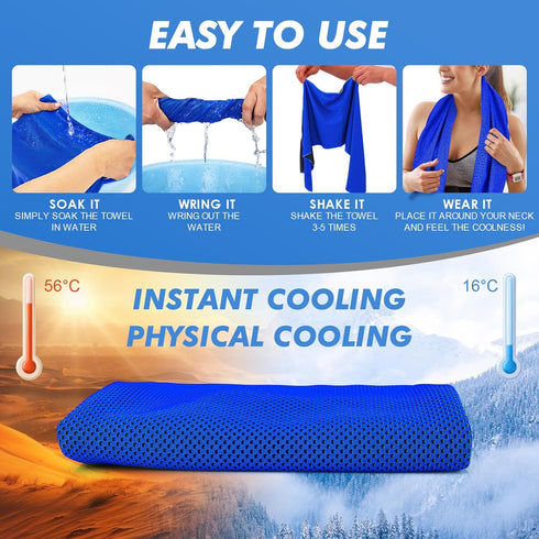 6 Pack (47"x12") CSITE Cooling Towels for Neck and Face, Ice Towel for Hot Weather, Soft Breathable Chilly Gym Towels