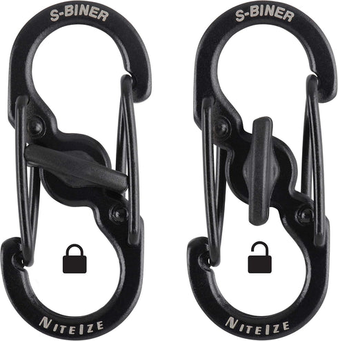 Nite Ize S-Biner MicroLock Stainless Steel, Locking Dual Sided Gates, Keep Keys Secure with Carabiner Key Holder