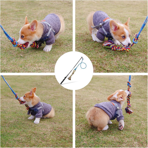 DIBBATU Flirt Pole for Dogs Interactive Dog Toys for Large Medium Small Dogs Chase and Tug of War, Dog Teaser Wand