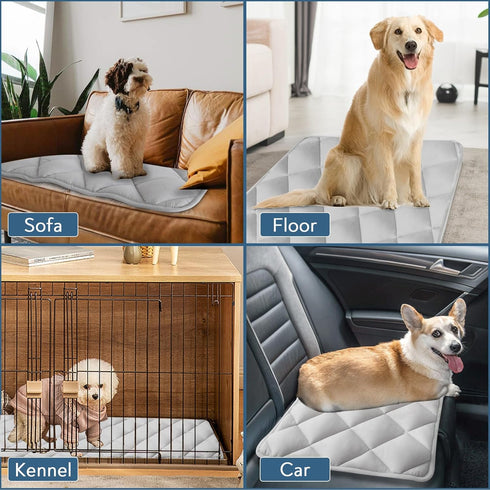 Dog Crate Mat 2 Pack, Soft Anti-Slip Dog Bed for 42" Crate, Machine Washable, Grey, 42" x 28"