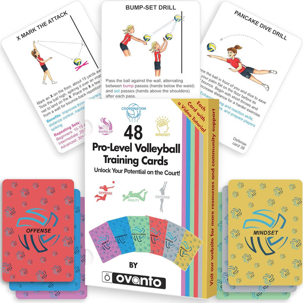 Volleyball Training Equipment Aid Cards – Solo Rebounder Drills for Kids & Adults to Practice
