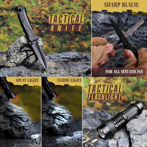 Gifts for Men Dad Husband Him, 14 in 1 Survival Kit, Emergency Gear, Cool Gadget for Hunting Fishing Camping