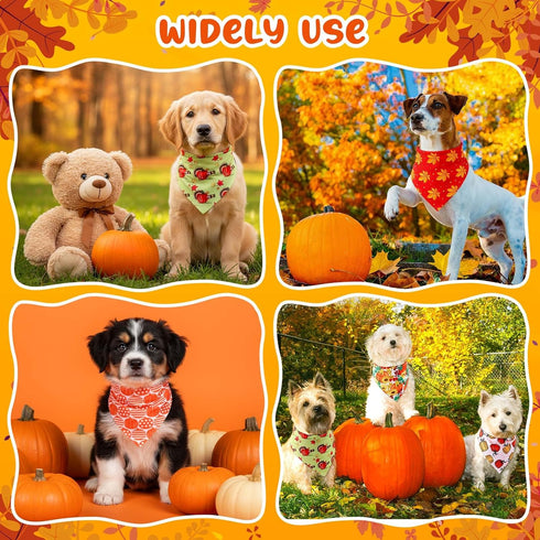 72 Sanwuta Pcs Thanksgiving Dog Bandana Bulk Washable Puppy Triangle Scarfs Thanksgiving Cat Bandanas Adjustable Soft