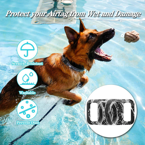 2 Pack Waterproof AirTag Dog Collar Holder Compatible with Apple AirTag, Anti-Lost Accessories (Black)